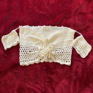 Cream crochet halter top